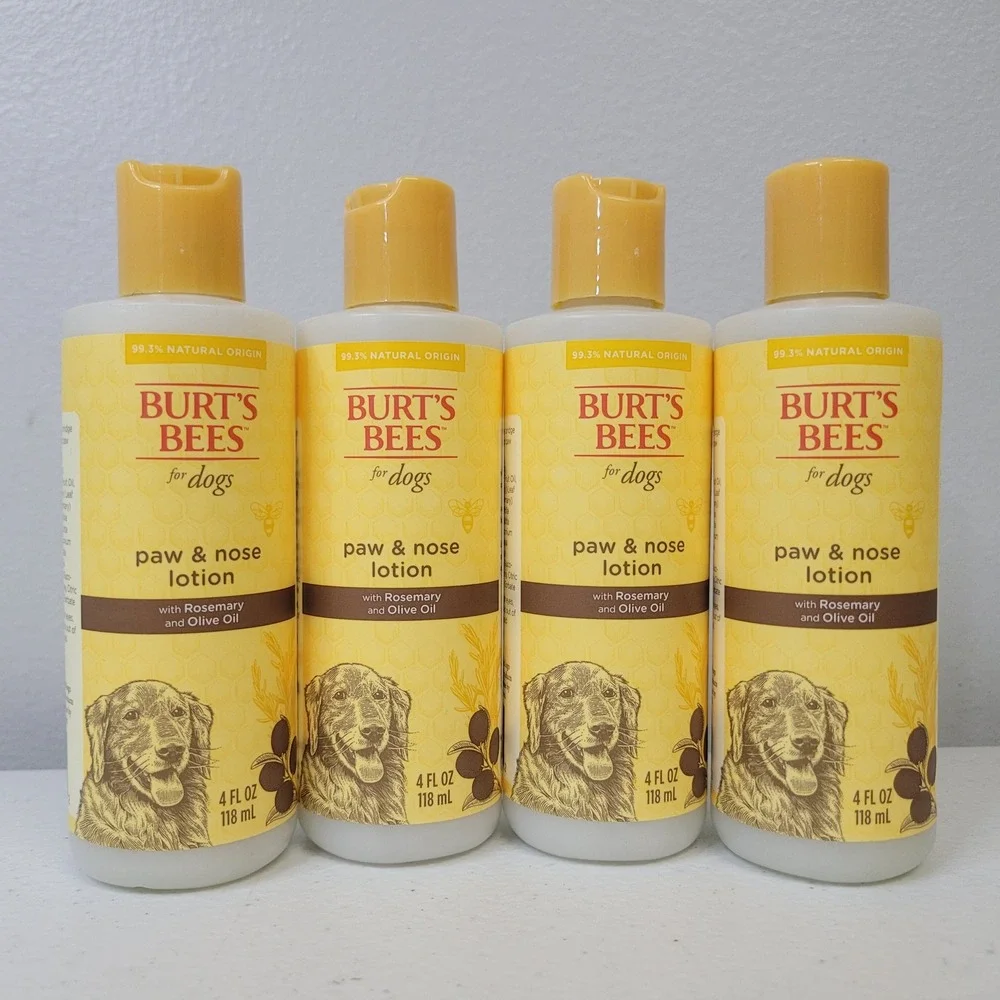 4 Pack Burts Bees for Dogs Paw & Nose Lotion Rosemary‎ Olive Oil 4oz Each